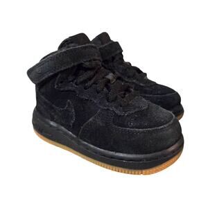 Nike Force 1 Mid LV8 (TD) Size 6c Black Gum 859338 002 High Top Kids